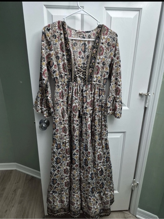 Anthropologie Dresses & Skirts - Anthropologie Floral Lace-Up Maxi Dress - Cream, Pink, Olive, Navy